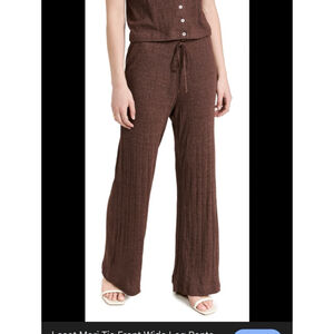 LeSet Mari Tie Front Wide Leg Pants In Chocolate- Size Small